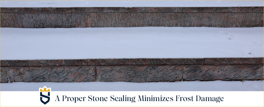 House entry covered with snow - Sir Grout services can prevent discoloration and damage from snow and salt