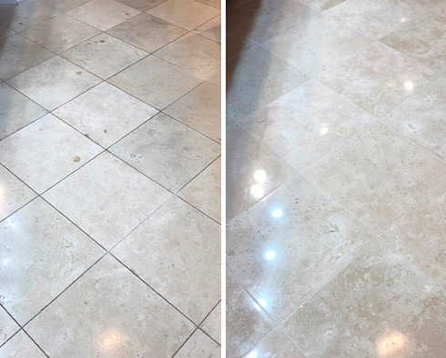 Floor Before and After a Grout Sealing in Savannah, GA