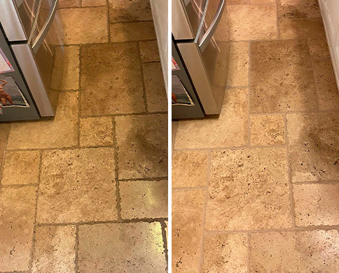 Floor Before and After a Stone Cleaning in Savannah, GA