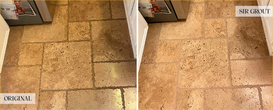 Floor Before and After a Superb Stone Cleaning in Savannah, GA