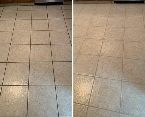 Tile Floor Before and After a Grout Sealing in Hilton Head Island