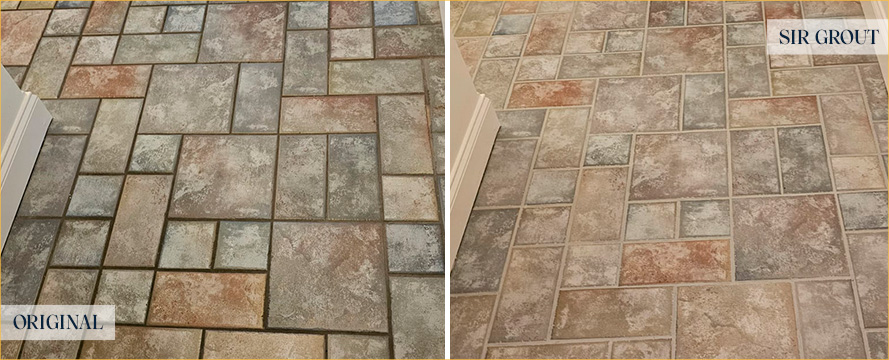 Floor Before and After a Flawless Grout Cleaning in Savannah, GA