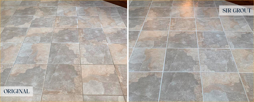 Floor Before and After a Superb Grout Sealing in Beaufort, SC