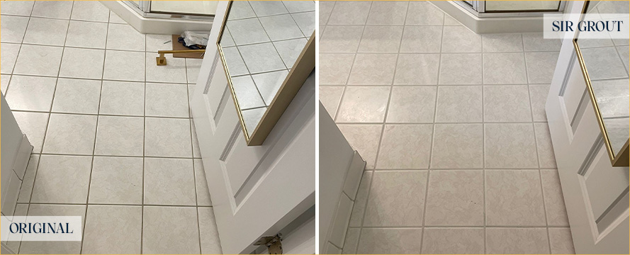 Bathroom Tiles Before and After Our Hilton Head Island Grout Recoloring Service