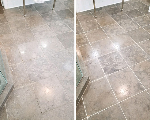 Tile Floor Before and After Our Hilton Head Island Grout Sealing Service