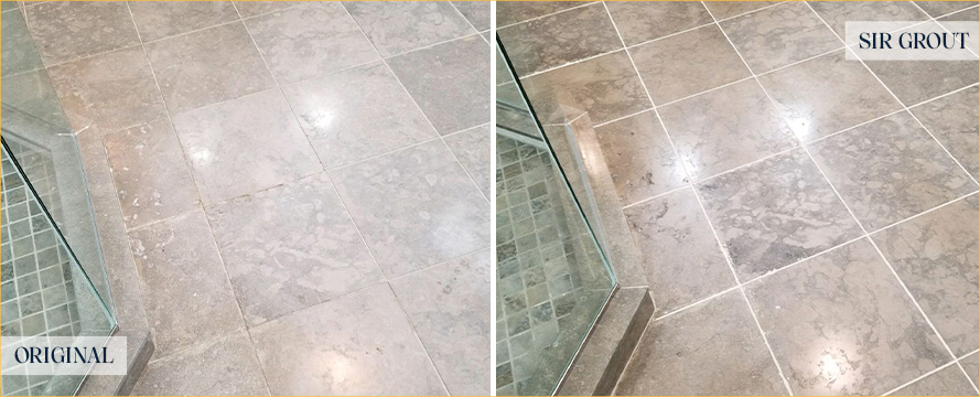 Tile Floor Before and After Our Hilton Head Island Grout Sealing Service