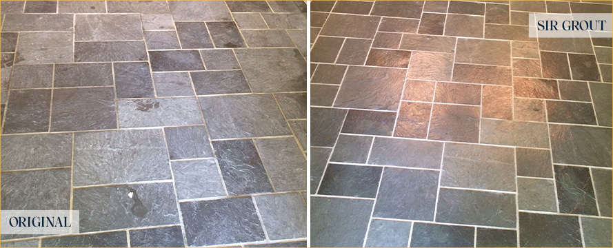Floor Before and After a Flawless Stone Cleaning in Hilton Head Island, SC