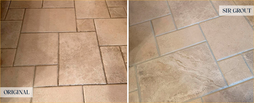 Floor Before and After an Excellent Grout Sealing in Hilton Head Island, SC