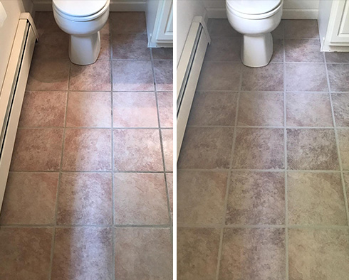 Tile Floor Before and After a Grout Sealing in Hilton Head Island