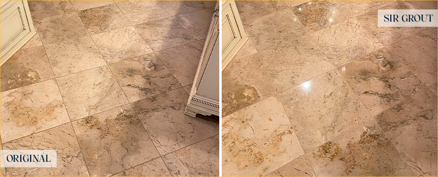 Floor Before and After an Excellent Stone Cleaning in Hilton Head Island, SC
