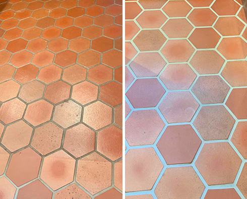Floor Before and After a Grout Cleaning in Hilton Head Island, SC