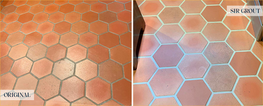 Floor Before and After an Excellent Grout Cleaning in Hilton Head Island, SC