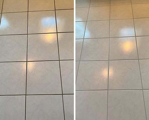 Floor Before and After a Grout Sealing in Bluffton, SC