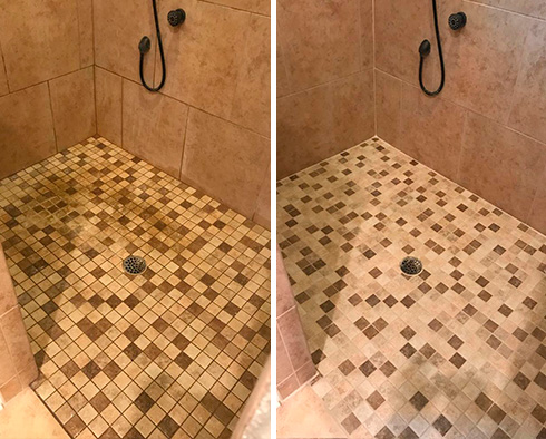 Before and After Picture of a Grout Cleaning Service in Bluffton, SC