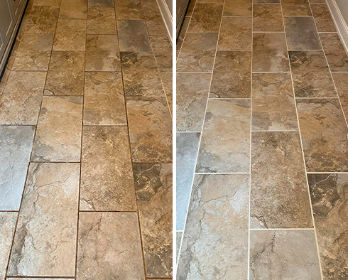 Floor Before and After a Grout Cleaning in Hilton Head Island, SC