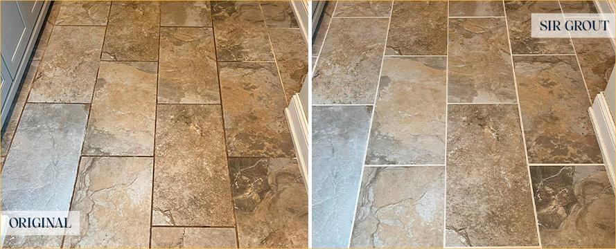 Floor Before and After an Excellent Grout Cleaning in Hilton Head Island, SC