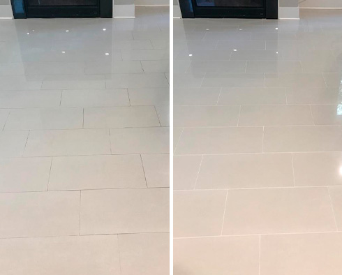 Before and After Picture of a Tile and Grout Cleaning Service in Hilton Head Island, SC