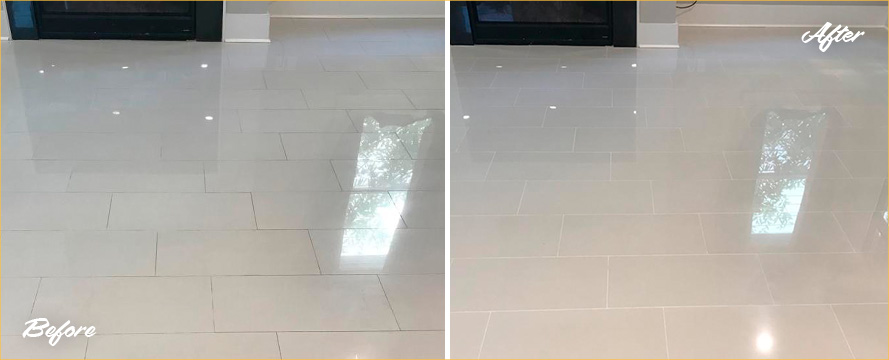Floor Before and After Our Tile and Grout Cleaning Service in Hilton Head Island, SC