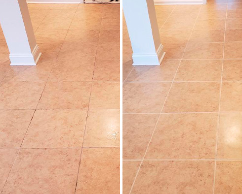 Before and After a Grout Sealing in Bluffton, SC