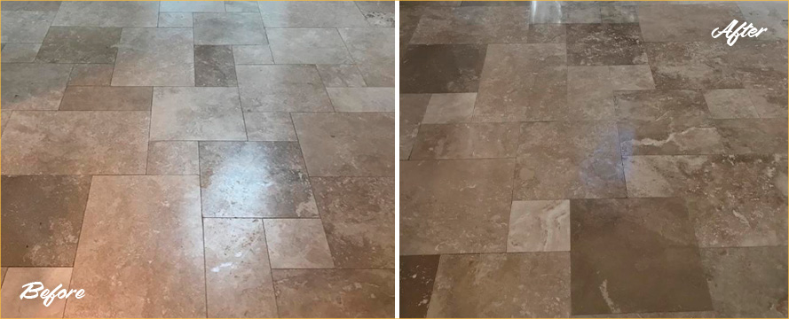 Before and After Picture of a Stone Polishing in Hilton Head Island, SC