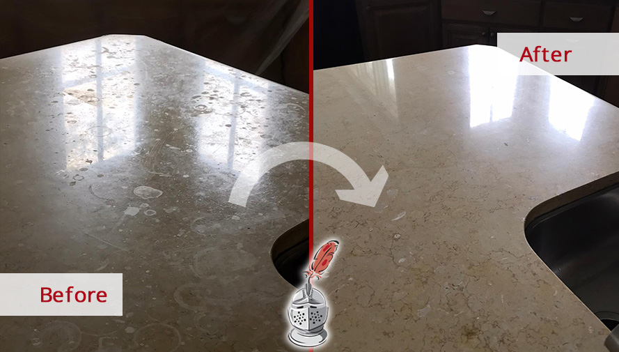 Countertop Before and After a Stone Honing in Bluffton, SC