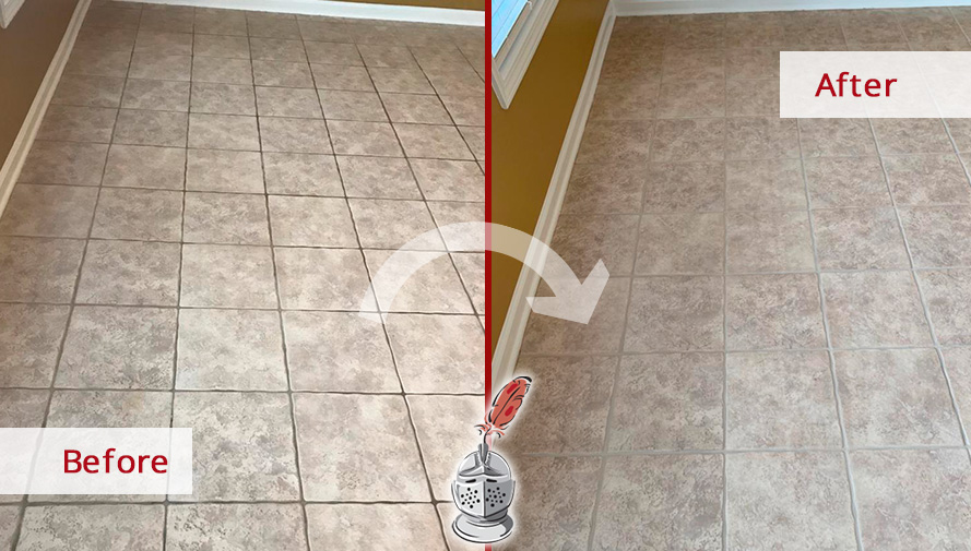 Before and After Picture of a Grout Cleaning in Bluffton, South Carolina 