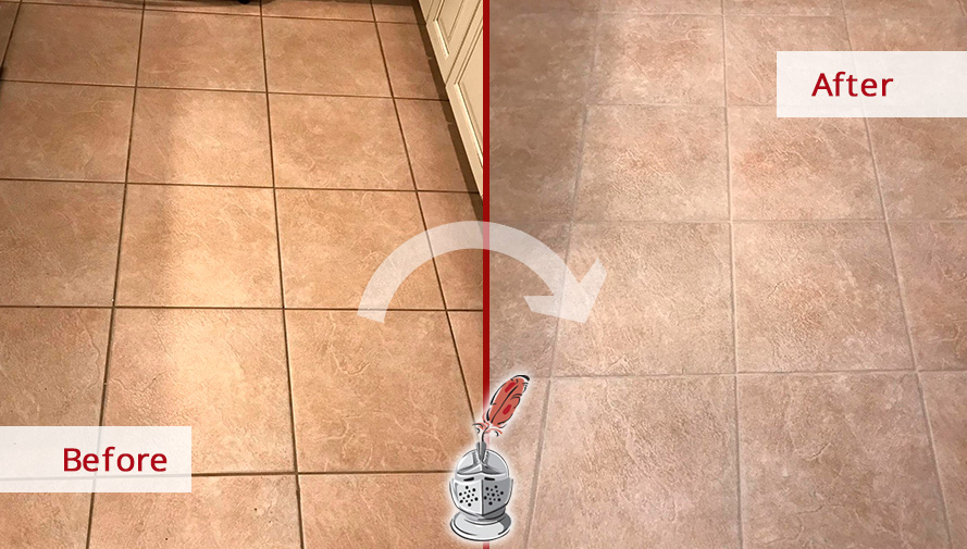 Floor Before and After a Professional Grout Sealing in Hilton Head Island