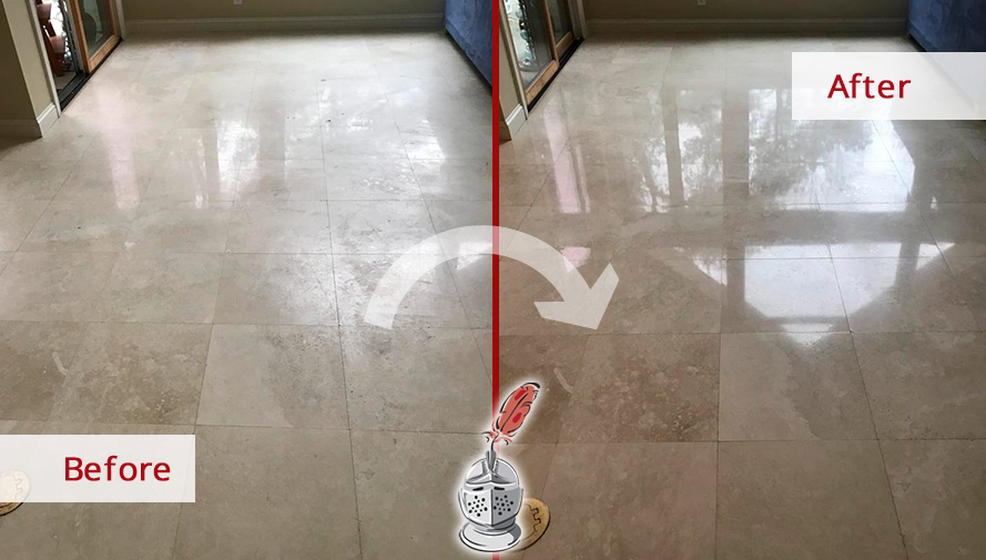 Before and After Our Kitchen Floor Stone Polishing in Beaufort, SC
