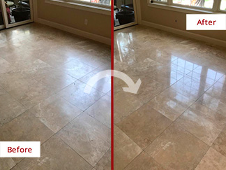 Stone Floor Before and After a Stone Cleaning in Charleston