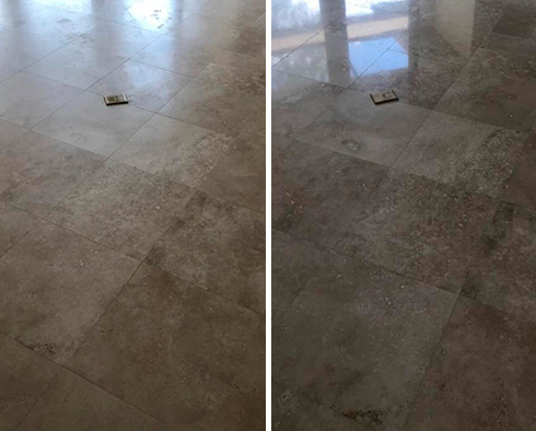 Stone Floor Before and After Our Stone Polishing Services in Hilton Head Island, SC