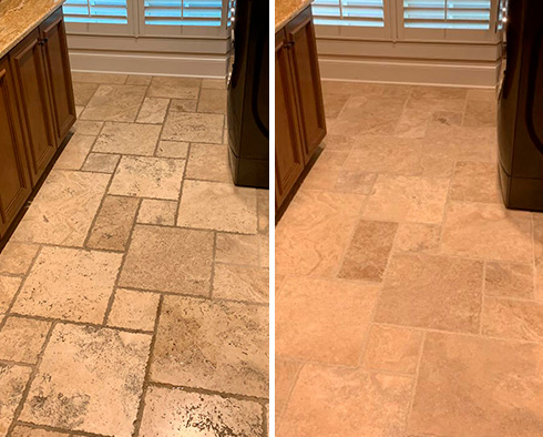 Laundry Room Floor Before and After Our Stone Cleaning in Hilton Head Island, SC