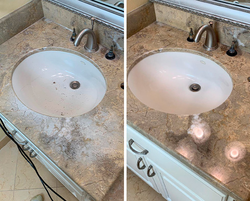 Countertop Before and After a Stone Polishing in Charleston, SC
