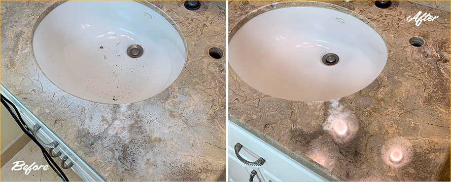 Countertop Before and After an Outstanding Stone Polishing in Charleston, SC