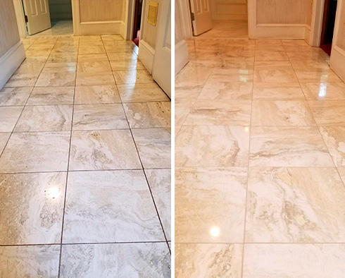 Marble Floor Before and After Our Stone Cleaning in Beaufort, SC