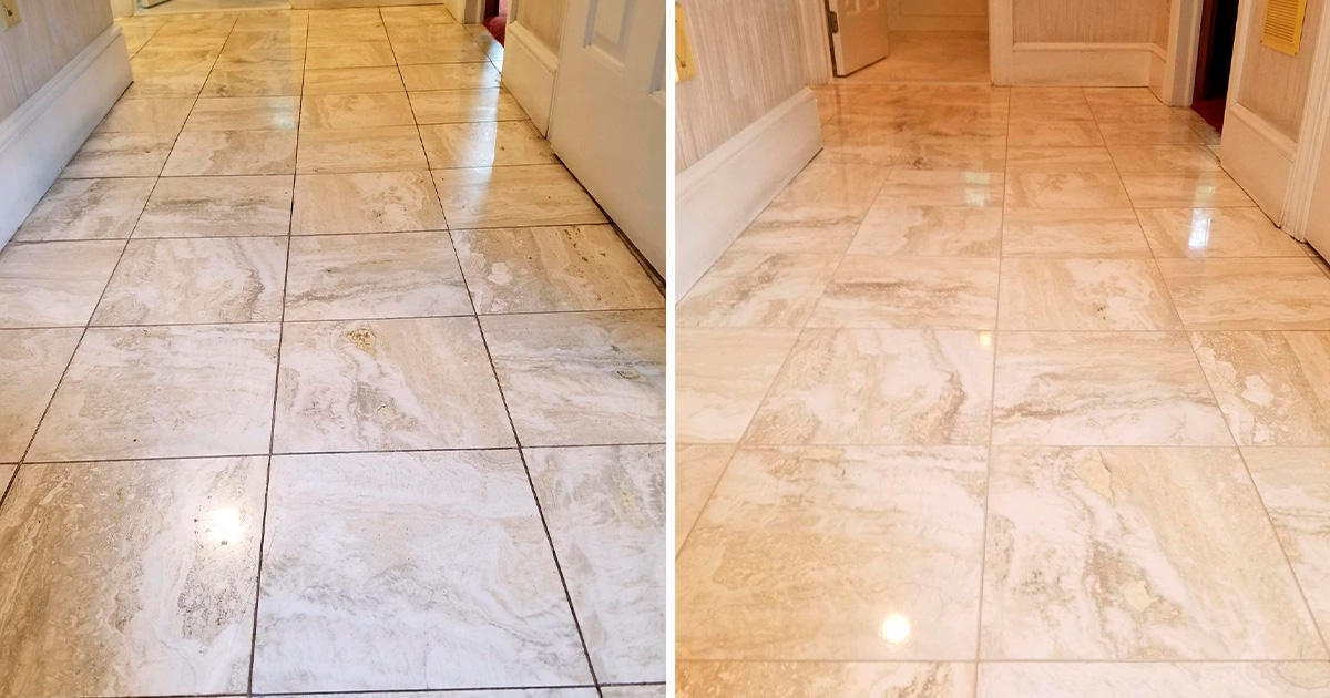 This Marble Floor in Beaufort Shines as New Thanks to Our Stone