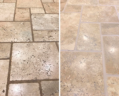 Floor Before and After a Stone Cleaning in Beaufort, SC