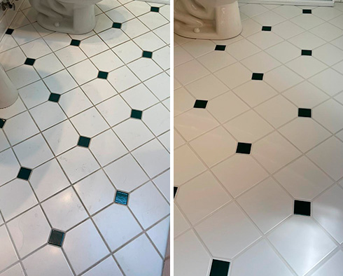 Bathroom Before and After a Grout Sealing in Bluffton, SC