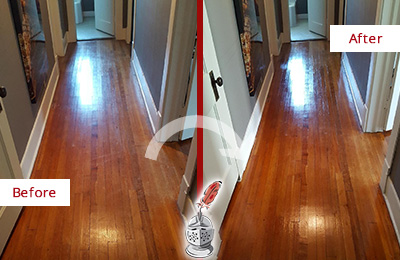 Sir Grout Restored This Lincolnville Wood Floor with a Deep Cleaning Service to Eliminate Scratches Before and After Picture of a Lincolnville Wood Deep Cleaning Service on a Floor to Eliminate Scratches