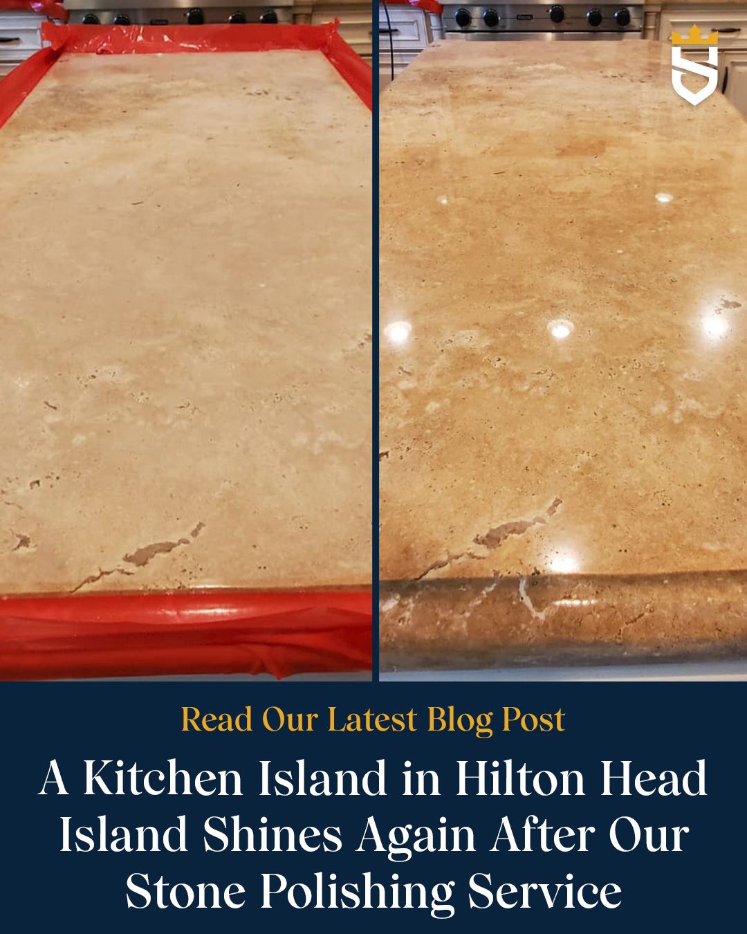 A Kitchen Island in Hilton Head Island Shines Again After Our Stone Polishing Service